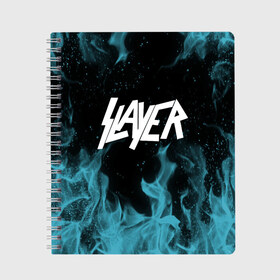 Тетрадь с принтом Slayer в Екатеринбурге, 100% бумага | 48 листов, плотность листов — 60 г/м2, плотность картонной обложки — 250 г/м2. Листы скреплены сбоку удобной пружинной спиралью. Уголки страниц и обложки скругленные. Цвет линий — светло-серый
 | music | rock | slayer | музыка | рок | слеер | слэер | слэйер