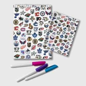 Блокнот с принтом Логотипы НХЛ в Екатеринбурге, 100% бумага | 48 листов, плотность листов — 60 г/м2, плотность картонной обложки — 250 г/м2. Листы скреплены удобной пружинной спиралью. Цвет линий — светло-серый
 | capitals | nhl | penguins | pittsburgh | washington | блюз | бостон | брюинз | вашингтон | детройт | кэпиталз | логотипы нхл | нью йорк | пингвинз | питтсбург | рейнджерс | сан хосе шаркс | сент луис | тампа бэй