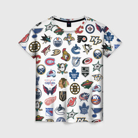 Женская футболка 3D с принтом Логотипы НХЛ в Екатеринбурге, 100% полиэфир ( синтетическое хлопкоподобное полотно) | прямой крой, круглый вырез горловины, длина до линии бедер | capitals | nhl | penguins | pittsburgh | washington | блюз | бостон | брюинз | вашингтон | детройт | кэпиталз | логотипы нхл | нью йорк | пингвинз | питтсбург | рейнджерс | сан хосе шаркс | сент луис | тампа бэй