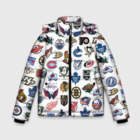 Зимняя куртка для мальчиков 3D с принтом Логотипы НХЛ в Екатеринбурге, ткань верха — 100% полиэстер; подклад — 100% полиэстер, утеплитель — 100% полиэстер | длина ниже бедра, удлиненная спинка, воротник стойка и отстегивающийся капюшон. Есть боковые карманы с листочкой на кнопках, утяжки по низу изделия и внутренний карман на молнии. 

Предусмотрены светоотражающий принт на спинке, радужный светоотражающий элемент на пуллере молнии и на резинке для утяжки | capitals | nhl | penguins | pittsburgh | washington | блюз | бостон | брюинз | вашингтон | детройт | кэпиталз | логотипы нхл | нью йорк | пингвинз | питтсбург | рейнджерс | сан хосе шаркс | сент луис | тампа бэй