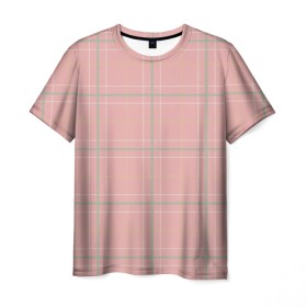 Мужская футболка 3D с принтом Шотландка Розовая в Екатеринбурге, 100% полиэфир | прямой крой, круглый вырез горловины, длина до линии бедер | в клетку | в клеточку | классика | классические | клетка | клетчатые | красная клетка | шотландка | шотландская клетка
