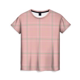 Женская футболка 3D с принтом Шотландка Розовая в Екатеринбурге, 100% полиэфир ( синтетическое хлопкоподобное полотно) | прямой крой, круглый вырез горловины, длина до линии бедер | в клетку | в клеточку | классика | классические | клетка | клетчатые | красная клетка | шотландка | шотландская клетка