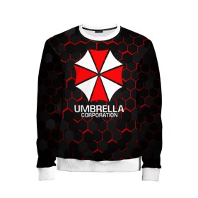 Детский свитшот 3D с принтом UMBRELLA CORP в Екатеринбурге, 100% полиэстер | свободная посадка, прямой крой, мягкая тканевая резинка на рукавах и понизу свитшота | ada wong | biohazard | leon | nemesis | project resistance | raccoon city | re | re3 | resident evil | resident evil 3 | rpd | stars | umbrella | ада вонг | амбрелла | немезис | ужасы