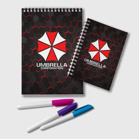 Блокнот с принтом UMBRELLA CORP в Екатеринбурге, 100% бумага | 48 листов, плотность листов — 60 г/м2, плотность картонной обложки — 250 г/м2. Листы скреплены удобной пружинной спиралью. Цвет линий — светло-серый
 | ada wong | biohazard | leon | nemesis | project resistance | raccoon city | re | re3 | resident evil | resident evil 3 | rpd | stars | umbrella | ада вонг | амбрелла | немезис | ужасы