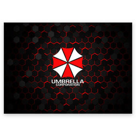 Поздравительная открытка с принтом UMBRELLA CORP в Екатеринбурге, 100% бумага | плотность бумаги 280 г/м2, матовая, на обратной стороне линовка и место для марки
 | ada wong | biohazard | leon | nemesis | project resistance | raccoon city | re | re3 | resident evil | resident evil 3 | rpd | stars | umbrella | ада вонг | амбрелла | немезис | ужасы