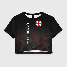 Женская футболка Crop-top 3D с принтом UMBRELLA CORP | RESIDENT EVIL | ОБИТЕЛЬ ЗЛА в Екатеринбурге, 100% полиэстер | круглая горловина, длина футболки до линии талии, рукава с отворотами | ada wong | biohazard | leon | nemesis | project resistance | raccoon city | re | re3 | resident evil | resident evil 3 | rpd | stars | umbrella | ада вонг | амбрелла | немезис | ужасы