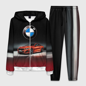 Мужской костюм 3D с принтом BMW в Екатеринбурге, 100% полиэстер | Манжеты и пояс оформлены тканевой резинкой, двухслойный капюшон со шнурком для регулировки, карманы спереди | bmw | car | germany | prestige | red | автомобиль | бмв | германия | красный | престиж