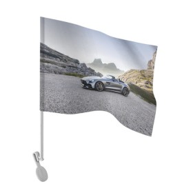 Флаг для автомобиля с принтом Mercedes V8 Biturbo в Екатеринбурге, 100% полиэстер | Размер: 30*21 см | cabriolet | car | germany | mercedes | mountains | nature | v 8 biturbo | автомобиль | германия | горы | кабриолет | мерседес | природа