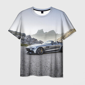 Мужская футболка 3D с принтом Mercedes V8 Biturbo в Екатеринбурге, 100% полиэфир | прямой крой, круглый вырез горловины, длина до линии бедер | cabriolet | car | germany | mercedes | mountains | nature | v 8 biturbo | автомобиль | германия | горы | кабриолет | мерседес | природа