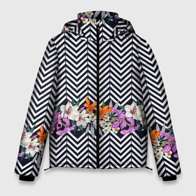 Мужская зимняя куртка 3D с принтом тропически цветы с орнаментом в Екатеринбурге, верх — 100% полиэстер; подкладка — 100% полиэстер; утеплитель — 100% полиэстер | длина ниже бедра, свободный силуэт Оверсайз. Есть воротник-стойка, отстегивающийся капюшон и ветрозащитная планка. 

Боковые карманы с листочкой на кнопках и внутренний карман на молнии. | casual | summer | летние | лето | пляжное | тренд | тропики
