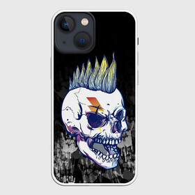 Чехол для iPhone 13 mini с принтом Череп с ирокезом | Punk в Екатеринбурге,  |  | pank | rock | skull | ирокез | модная | модный | музыка | панк | рок | рокер | скелет | череп