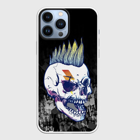 Чехол для iPhone 13 Pro Max с принтом Череп с ирокезом | Punk в Екатеринбурге,  |  | pank | rock | skull | ирокез | модная | модный | музыка | панк | рок | рокер | скелет | череп