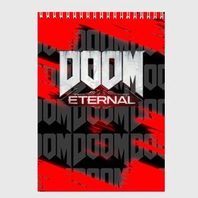 Скетчбук с принтом DOOM ETERNAL в Екатеринбурге, 100% бумага
 | 48 листов, плотность листов — 100 г/м2, плотность картонной обложки — 250 г/м2. Листы скреплены сверху удобной пружинной спиралью | doom | doom eternal | game | дум | игра