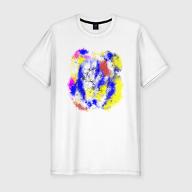 Мужская футболка хлопок Slim с принтом Красочное небо в Екатеринбурге, 92% хлопок, 8% лайкра | приталенный силуэт, круглый вырез ворота, длина до линии бедра, короткий рукав | 2020 | абстракция | краски | настроение | небо | позитив | цвета | яркая
