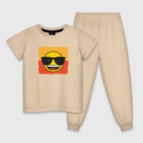 Детская пижама хлопок с принтом Крутой Эмодзи в Екатеринбурге, 100% хлопок |  брюки и футболка прямого кроя, без карманов, на брюках мягкая резинка на поясе и по низу штанин
 | deal with it | emoji | emojico | в очках | весенний | довольный | крутой | крутой смайлик | летний | мем | смайл | смайлик | смайлик в очках | счастливый | эмоджи | эмодзи | эмодзи смс