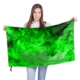 Флаг 3D с принтом ОГОНЬ GREEN NEON в Екатеринбурге, 100% полиэстер | плотность ткани — 95 г/м2, размер — 67 х 109 см. Принт наносится с одной стороны | битва огней | зеленый | неон | неоновый | огонь | пламя | пожар | салатовый | стихия | текстура | цветной | яркий