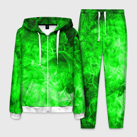 Мужской костюм 3D с принтом ОГОНЬ GREEN NEON в Екатеринбурге, 100% полиэстер | Манжеты и пояс оформлены тканевой резинкой, двухслойный капюшон со шнурком для регулировки, карманы спереди | битва огней | зеленый | неон | неоновый | огонь | пламя | пожар | салатовый | стихия | текстура | цветной | яркий