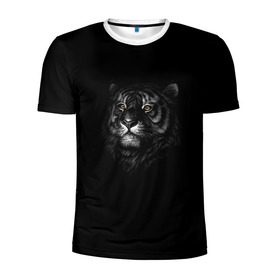 Мужская футболка 3D спортивная с принтом Тигр в Екатеринбурге, 100% полиэстер с улучшенными характеристиками | приталенный силуэт, круглая горловина, широкие плечи, сужается к линии бедра | арт | большие кошки | голова тигра | животные | тигр | хищники