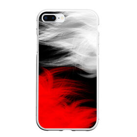 Чехол для iPhone 7Plus/8 Plus матовый с принтом ПЕРЬЯ в Екатеринбурге, Силикон | Область печати: задняя сторона чехла, без боковых панелей | 2 цвета | белый | красно белый | красный | красный и белый | перья | пятна | текстура