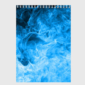 Скетчбук с принтом ОГОНЬ BLUE в Екатеринбурге, 100% бумага
 | 48 листов, плотность листов — 100 г/м2, плотность картонной обложки — 250 г/м2. Листы скреплены сверху удобной пружинной спиралью | битва огней | неон | неоновый | огонь | пламя | пожар | синий | стихия | текстура | цветной | яркий