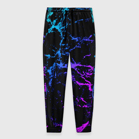 Мужские брюки 3D с принтом МРАМОР NEON в Екатеринбурге, 100% полиэстер | манжеты по низу, эластичный пояс регулируется шнурком, по бокам два кармана без застежек, внутренняя часть кармана из мелкой сетки | neon | мрамор | неон | полосы | текстура | трещины | фиолетовый | цветной | яркий