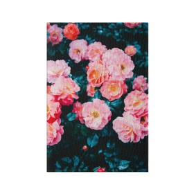Обложка для паспорта матовая кожа с принтом Dark flowers в Екатеринбурге, натуральная матовая кожа | размер 19,3 х 13,7 см; прозрачные пластиковые крепления | dark | flowers | leaves | roses | весна | лепестки | розы | сад | цветы