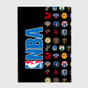 Постер с принтом NBA (Team Logos 1) в Екатеринбурге, 100% бумага
 | бумага, плотность 150 мг. Матовая, но за счет высокого коэффициента гладкости имеет небольшой блеск и дает на свету блики, но в отличии от глянцевой бумаги не покрыта лаком | ball | basketball | sport | streetball | баскетбол | мяч | нба | спорт | стритбол