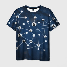 Мужская футболка 3D с принтом COVID-19 WORLD в Екатеринбурге, 100% полиэфир | прямой крой, круглый вырез горловины, длина до линии бедер | covid 19 | molecule | абстракция | клетки | коронавирус | медицина | микробы | молекулы | наука | нейрон | нейроны | текстура | текстуры | формула