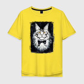 Мужская футболка хлопок Oversize с принтом Hello kittys! в Екатеринбурге, 100% хлопок | свободный крой, круглый ворот, “спинка” длиннее передней части | акварельный | арт | галстук бабочка | глаза | кот | коты | котяра | кошка | крутая рисунок | мейнкун | мейнкуны | мех | мэйн кун | портрет | рисованный | скетч | стильная | чёрный