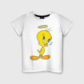 Детская футболка хлопок с принтом Твити в Екатеринбурге, 100% хлопок | круглый вырез горловины, полуприлегающий силуэт, длина до линии бедер | looney tunes | tweety | vdzabma | луни тюнз | твити