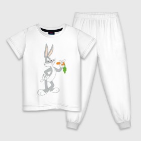 Детская пижама хлопок с принтом Багз Банни в Екатеринбурге, 100% хлопок |  брюки и футболка прямого кроя, без карманов, на брюках мягкая резинка на поясе и по низу штанин
 | bugs bunny | looney tunes | vdzabma | багз банни | луни тюнз