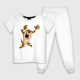 Детская пижама хлопок с принтом Таз в Екатеринбурге, 100% хлопок |  брюки и футболка прямого кроя, без карманов, на брюках мягкая резинка на поясе и по низу штанин
 | looney tunes | tasmanian devil | taz | vdzabma | луни тюнз | таз | тасманский дьявол