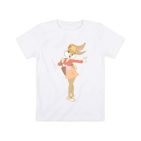 Детская футболка хлопок с принтом Лола Банни в Екатеринбурге, 100% хлопок | круглый вырез горловины, полуприлегающий силуэт, длина до линии бедер | lola bunny | looney tunes | vdzabma | лола банни | луни тюнз