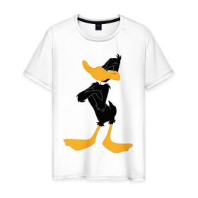 Мужская футболка хлопок с принтом Даффи Дак в Екатеринбурге, 100% хлопок | прямой крой, круглый вырез горловины, длина до линии бедер, слегка спущенное плечо. | Тематика изображения на принте: daffy duck | looney tunes | vdzabma | даффи дак | луни тюнз