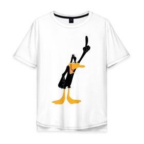 Мужская футболка хлопок Oversize с принтом Даффи Дак в Екатеринбурге, 100% хлопок | свободный крой, круглый ворот, “спинка” длиннее передней части | Тематика изображения на принте: daffy duck | looney tunes | vdzabma | даффи дак | луни тюнз
