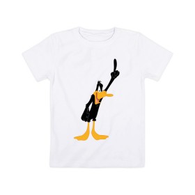 Детская футболка хлопок с принтом Даффи Дак в Екатеринбурге, 100% хлопок | круглый вырез горловины, полуприлегающий силуэт, длина до линии бедер | daffy duck | looney tunes | vdzabma | даффи дак | луни тюнз