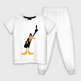 Детская пижама хлопок с принтом Даффи Дак в Екатеринбурге, 100% хлопок |  брюки и футболка прямого кроя, без карманов, на брюках мягкая резинка на поясе и по низу штанин
 | daffy duck | looney tunes | vdzabma | даффи дак | луни тюнз