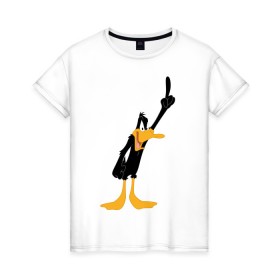 Женская футболка хлопок с принтом Даффи Дак в Екатеринбурге, 100% хлопок | прямой крой, круглый вырез горловины, длина до линии бедер, слегка спущенное плечо | daffy duck | looney tunes | vdzabma | даффи дак | луни тюнз