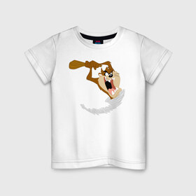 Детская футболка хлопок с принтом Таз в Екатеринбурге, 100% хлопок | круглый вырез горловины, полуприлегающий силуэт, длина до линии бедер | looney tunes | tasmanian devil | taz | vdzabma | луни тюнз | таз | тасманский дьявол