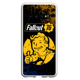 Чехол для Samsung Galaxy S10 с принтом FALLOUT_76 в Екатеринбурге, Силикон | Область печати: задняя сторона чехла, без боковых панелей | Тематика изображения на принте: 101 | 111 | 13 | 76 | atom cats | bethesda | brotherhood of steel | fallout | nuka cola | tunnel snakes | vault | war | братство стали | война | убежище | фолаут | фоллаут | ядер кола