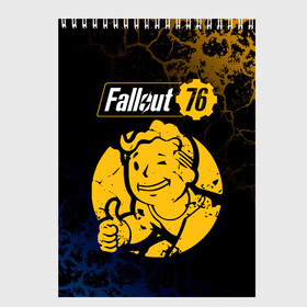 Скетчбук с принтом FALLOUT_76 в Екатеринбурге, 100% бумага
 | 48 листов, плотность листов — 100 г/м2, плотность картонной обложки — 250 г/м2. Листы скреплены сверху удобной пружинной спиралью | 101 | 111 | 13 | 76 | atom cats | bethesda | brotherhood of steel | fallout | nuka cola | tunnel snakes | vault | war | братство стали | война | убежище | фолаут | фоллаут | ядер кола