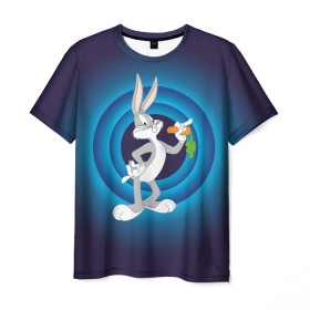 Мужская футболка 3D с принтом Багз Банни в Екатеринбурге, 100% полиэфир | прямой крой, круглый вырез горловины, длина до линии бедер | bugs bunny | looney tunes | vdzabma | багз банни | луни тюнз
