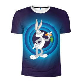 Мужская футболка 3D спортивная с принтом Багз Банни в Екатеринбурге, 100% полиэстер с улучшенными характеристиками | приталенный силуэт, круглая горловина, широкие плечи, сужается к линии бедра | Тематика изображения на принте: bugs bunny | looney tunes | vdzabma | багз банни | луни тюнз