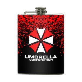 Фляга с принтом Umbrella Corporation. в Екатеринбурге, металлический корпус | емкость 0,22 л, размер 125 х 94 мм. Виниловая наклейка запечатывается полностью | Тематика изображения на принте: resident evil | umbrella corporation | амбрелла | амбрелла корпорейшн | вирус | вымышленная военная и фармацевтическая корпорация | игра | умбрелла