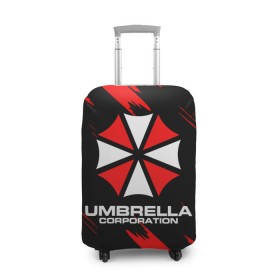 Чехол для чемодана 3D с принтом Umbrella Corporation. в Екатеринбурге, 86% полиэфир, 14% спандекс | двустороннее нанесение принта, прорези для ручек и колес | resident evil | umbrella corporation | амбрелла | амбрелла корпорейшн | вирус | вымышленная военная и фармацевтическая корпорация | игра | умбрелла