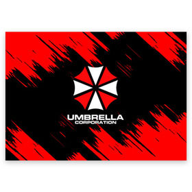 Поздравительная открытка с принтом Umbrella Corporation. в Екатеринбурге, 100% бумага | плотность бумаги 280 г/м2, матовая, на обратной стороне линовка и место для марки
 | resident evil | umbrella corporation | амбрелла | амбрелла корпорейшн | вирус | вымышленная военная и фармацевтическая корпорация | игра | умбрелла