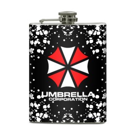 Фляга с принтом Umbrella Corporation. в Екатеринбурге, металлический корпус | емкость 0,22 л, размер 125 х 94 мм. Виниловая наклейка запечатывается полностью | resident evil | umbrella corporation | амбрелла | амбрелла корпорейшн | вирус | вымышленная военная и фармацевтическая корпорация | игра | умбрелла