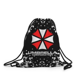 Рюкзак-мешок 3D с принтом Umbrella Corporation. в Екатеринбурге, 100% полиэстер | плотность ткани — 200 г/м2, размер — 35 х 45 см; лямки — толстые шнурки, застежка на шнуровке, без карманов и подкладки | resident evil | umbrella corporation | амбрелла | амбрелла корпорейшн | вирус | вымышленная военная и фармацевтическая корпорация | игра | умбрелла