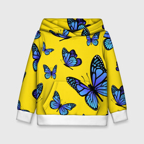 Детская толстовка 3D с принтом БАБОЧКИ в Екатеринбурге, 100% полиэстер | двухслойный капюшон со шнурком для регулировки, мягкие манжеты на рукавах и по низу толстовки, спереди карман-кенгуру с мягким внутренним слоем | animals | blue | butterflies | game | insects | life is strange | moth | wings | бабочки | животные | игра | крылья | мотылек | насекомые