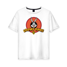 Женская футболка хлопок Oversize с принтом Багз Банни в Екатеринбурге, 100% хлопок | свободный крой, круглый ворот, спущенный рукав, длина до линии бедер
 | bugs bunny | looney tunes | vdzabma | багз банни | луни тюнз
